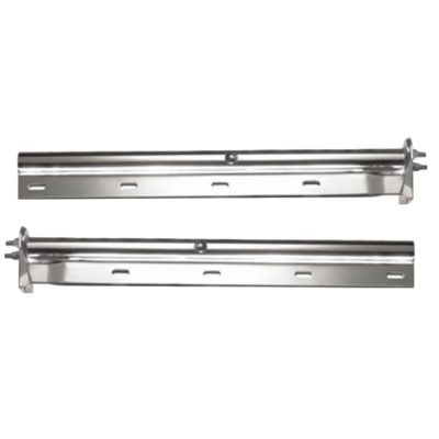 Chrome Straight Spring-Loaded Mud Flap Hanger, Round Tube Style
